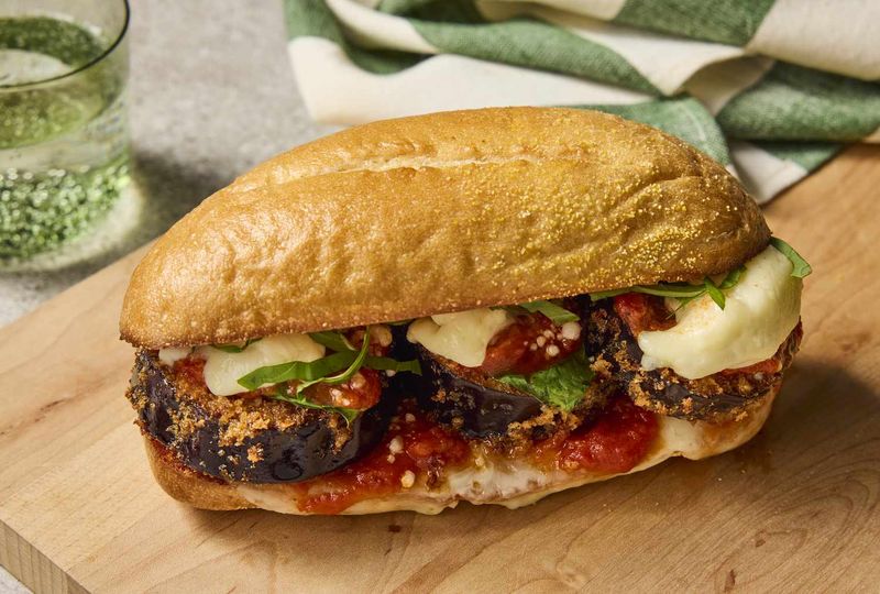 Aubergine Parmigiana Sandwich