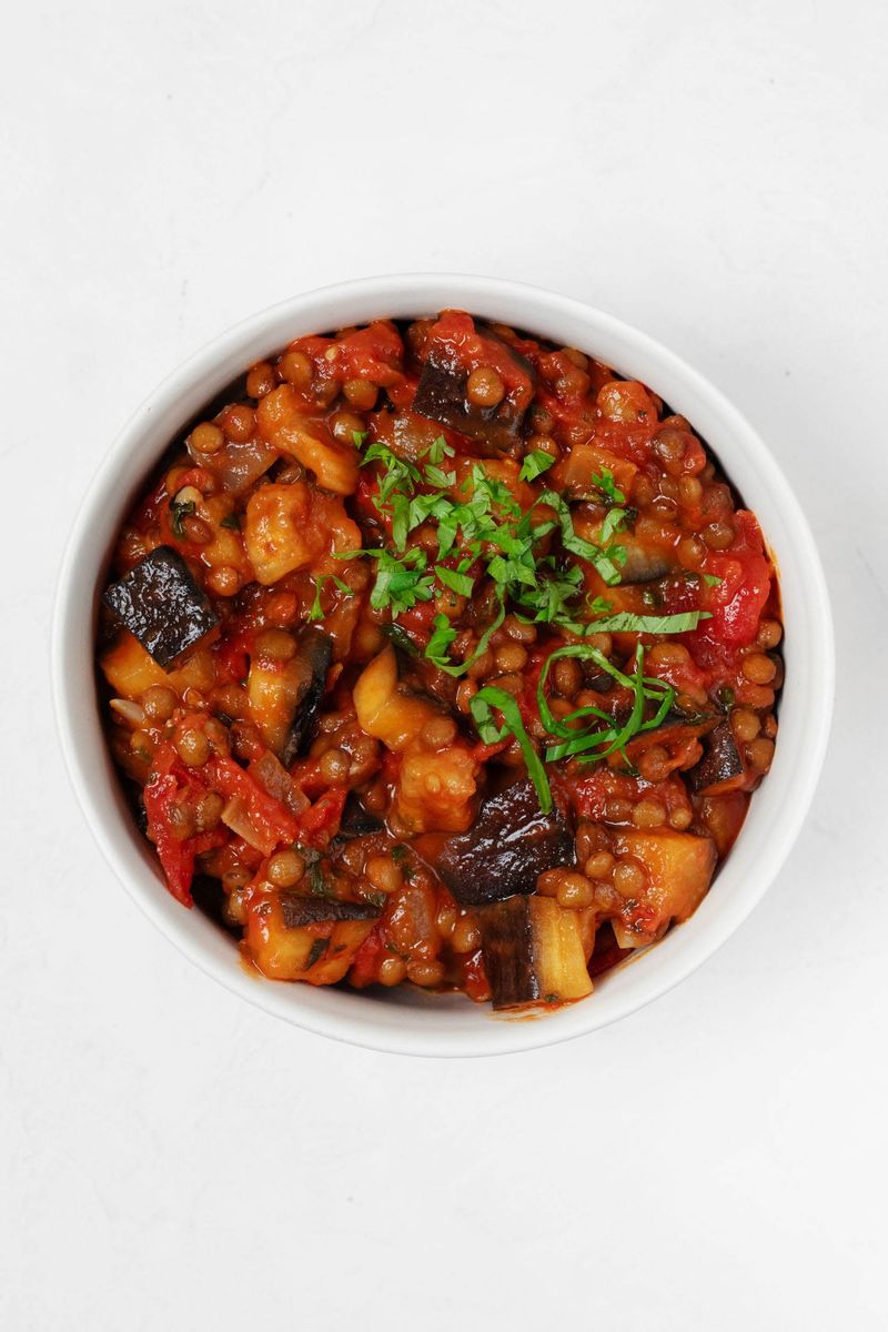 Aubergine and Lentil Stew