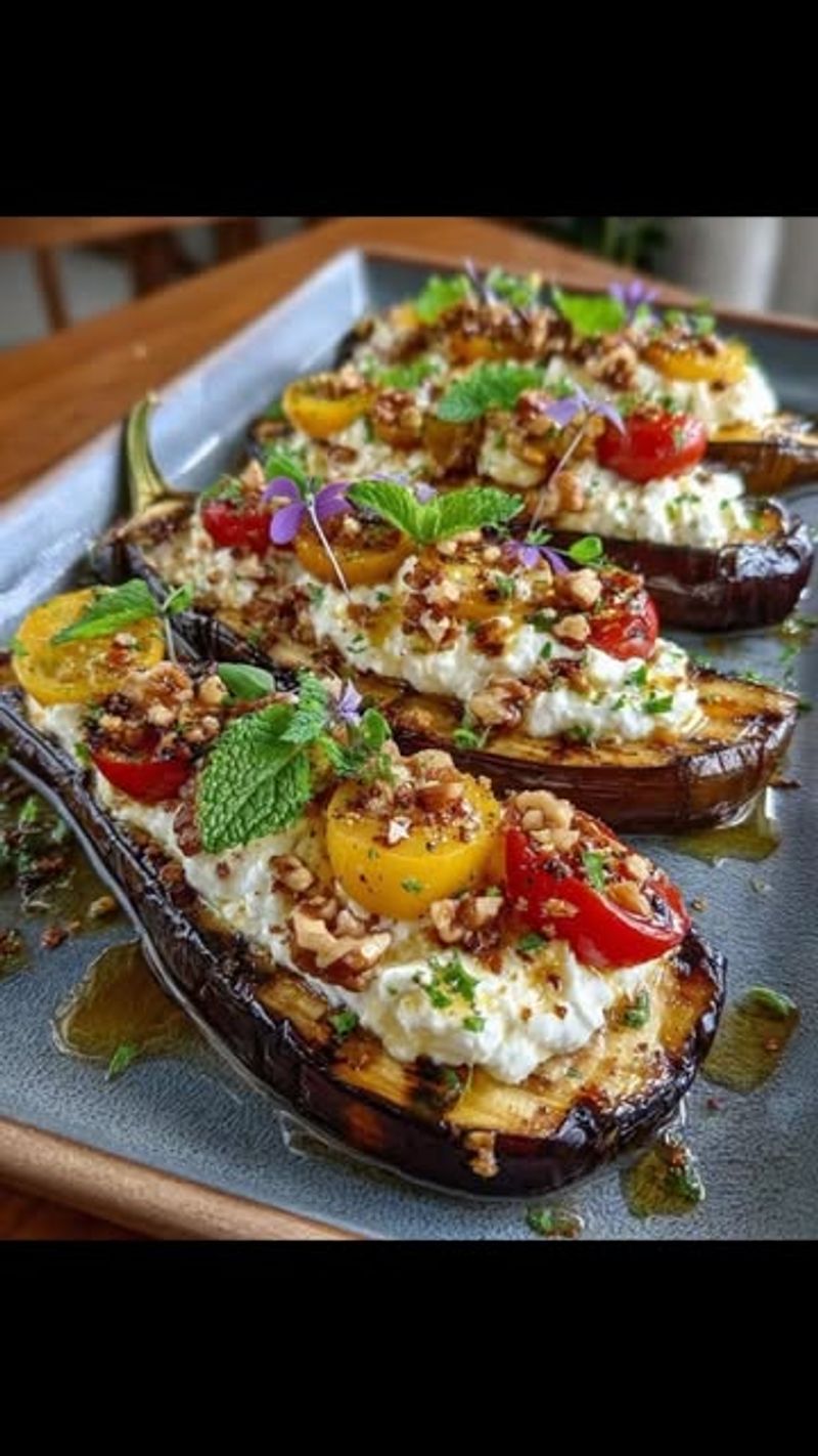 Roasted Aubergine With Whipped Feta and Honey