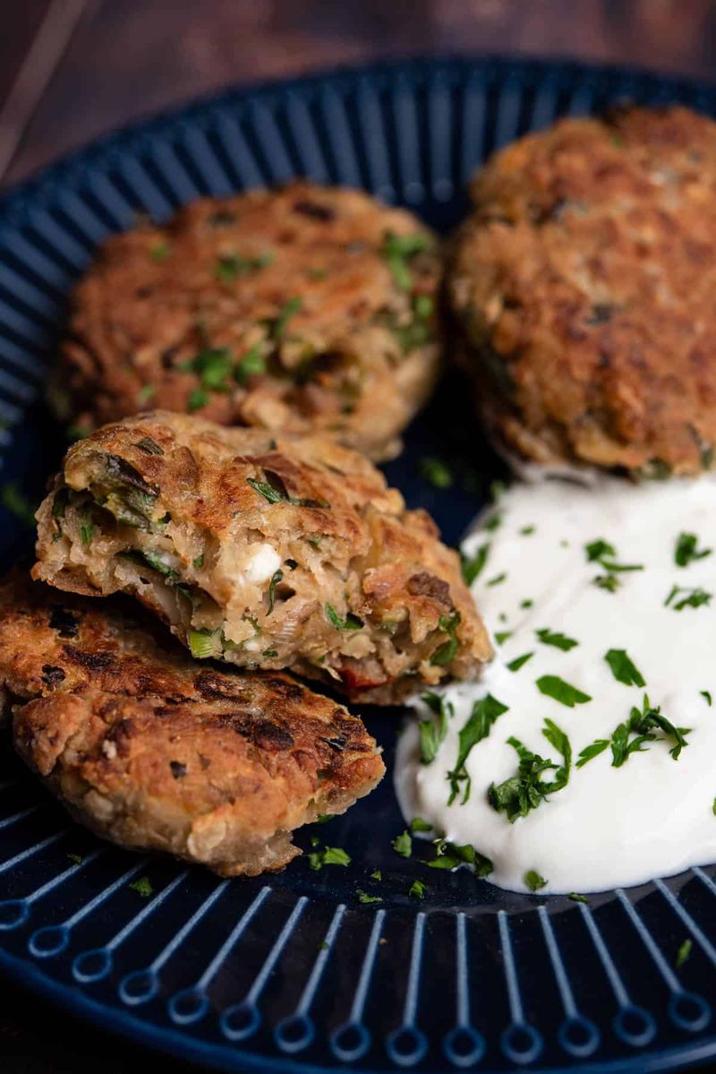 Aubergine Fritters With Tzatziki