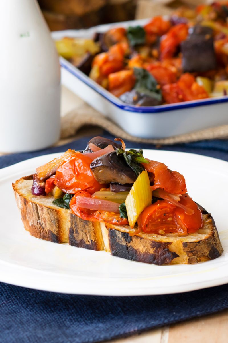 Aubergine Caponata on Toast