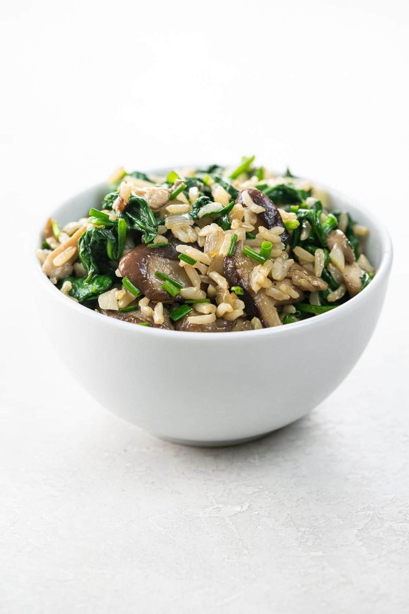 Mushroom and Spinach Fried Rice