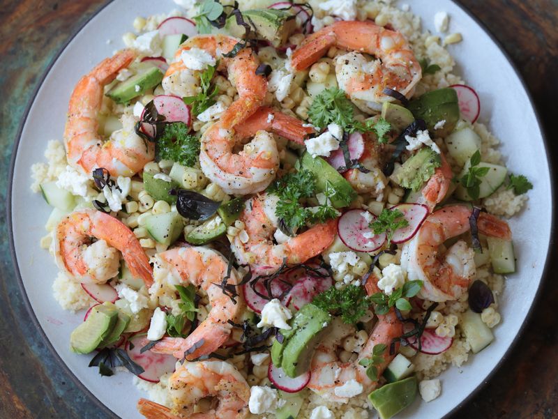 Greek Shrimp and Feta Couscous Bowl