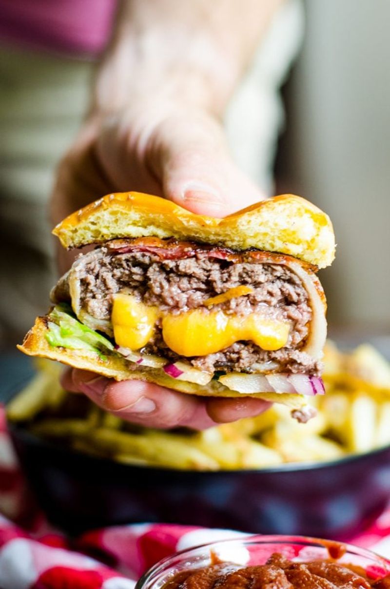 Bacon and Cheese Stuffed Burgers