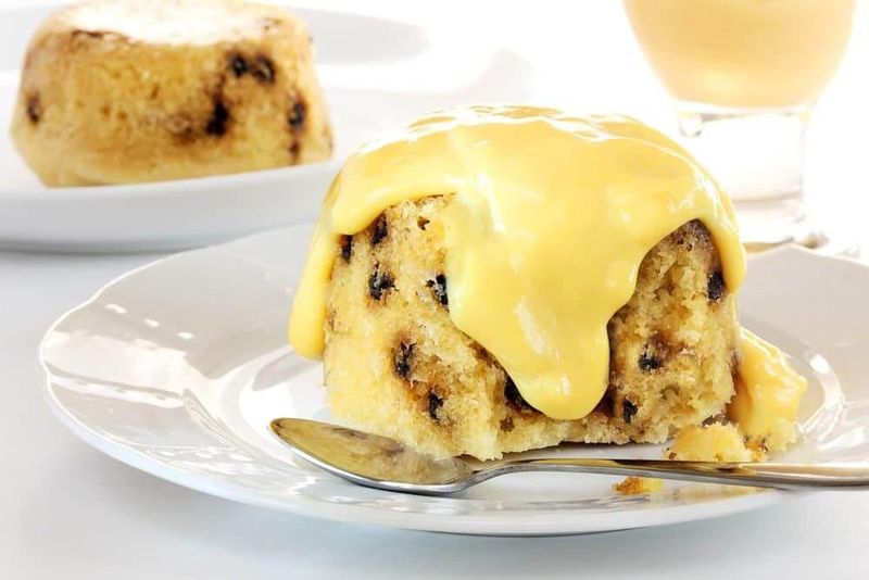 Spotted Sponge Pudding with Custard