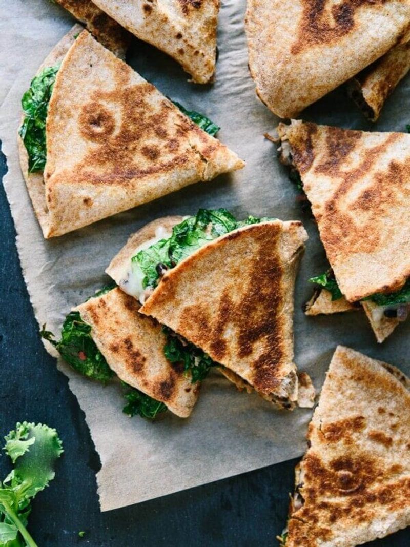 Mushroom and Spinach Quesadillas with Avocado