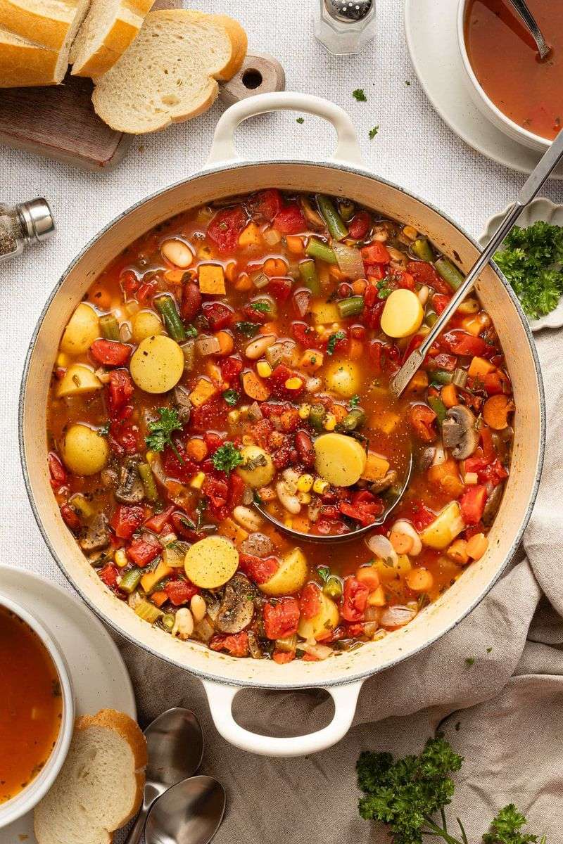 Vegetable Soup with Crusty Bread