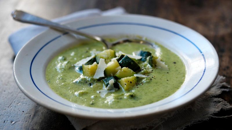 Courgette Soup With Basil Oil