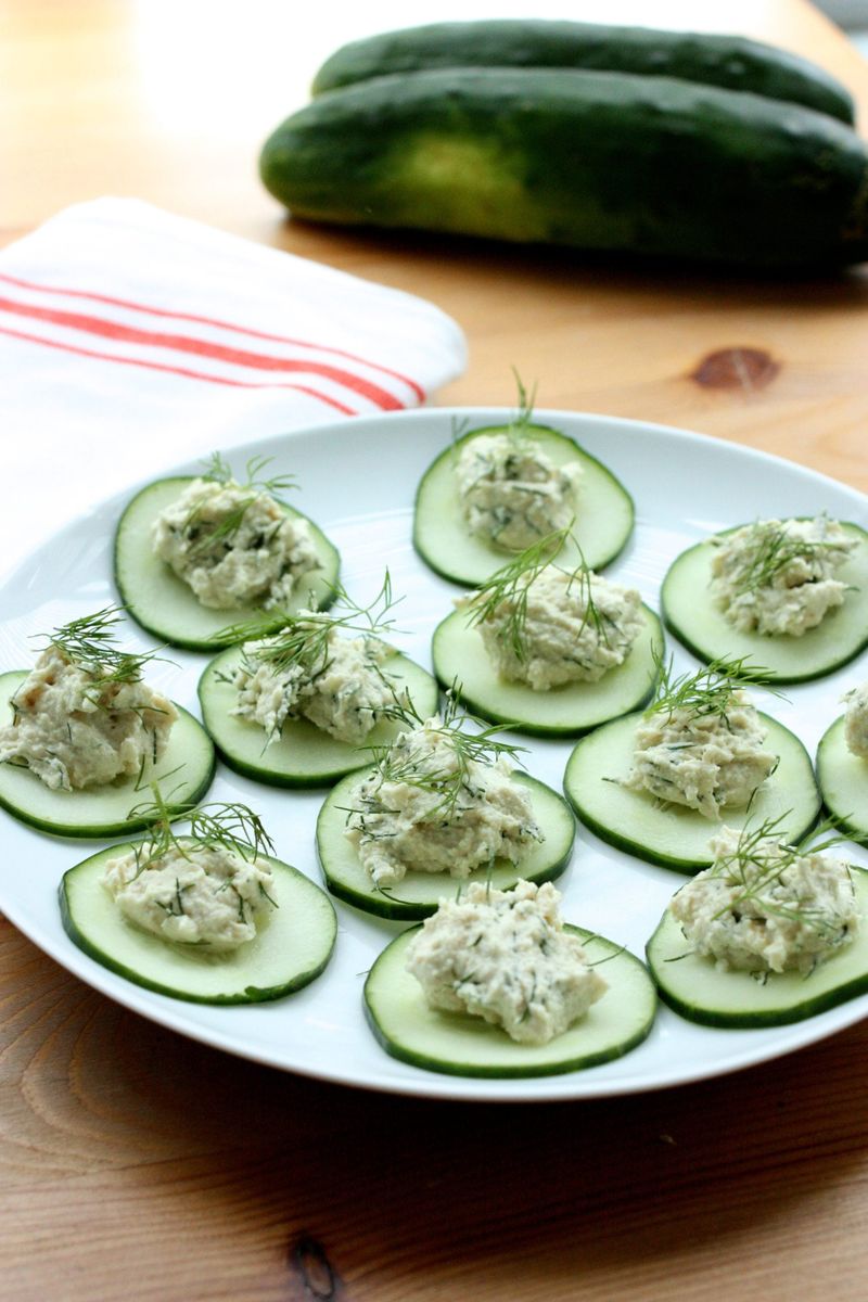 Cucumber Rounds with Cashew Cheese