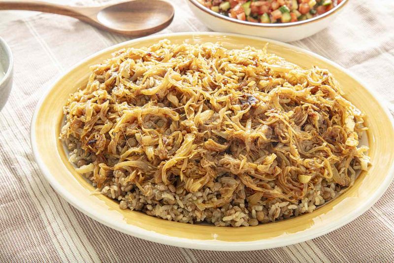 Mujaddara - Lentils and Rice with Crispy Onions