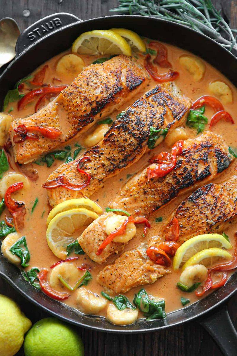 Coconut Curry Salmon with Cauliflower and Chickpeas