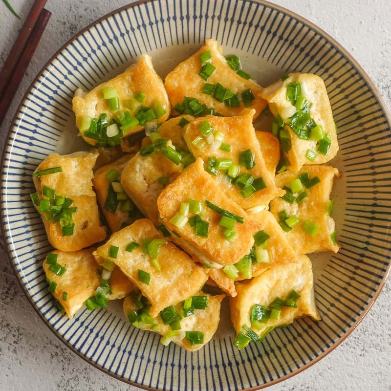 Dau Hu Chien - Crispy Fried Tofu with Scallion Oil