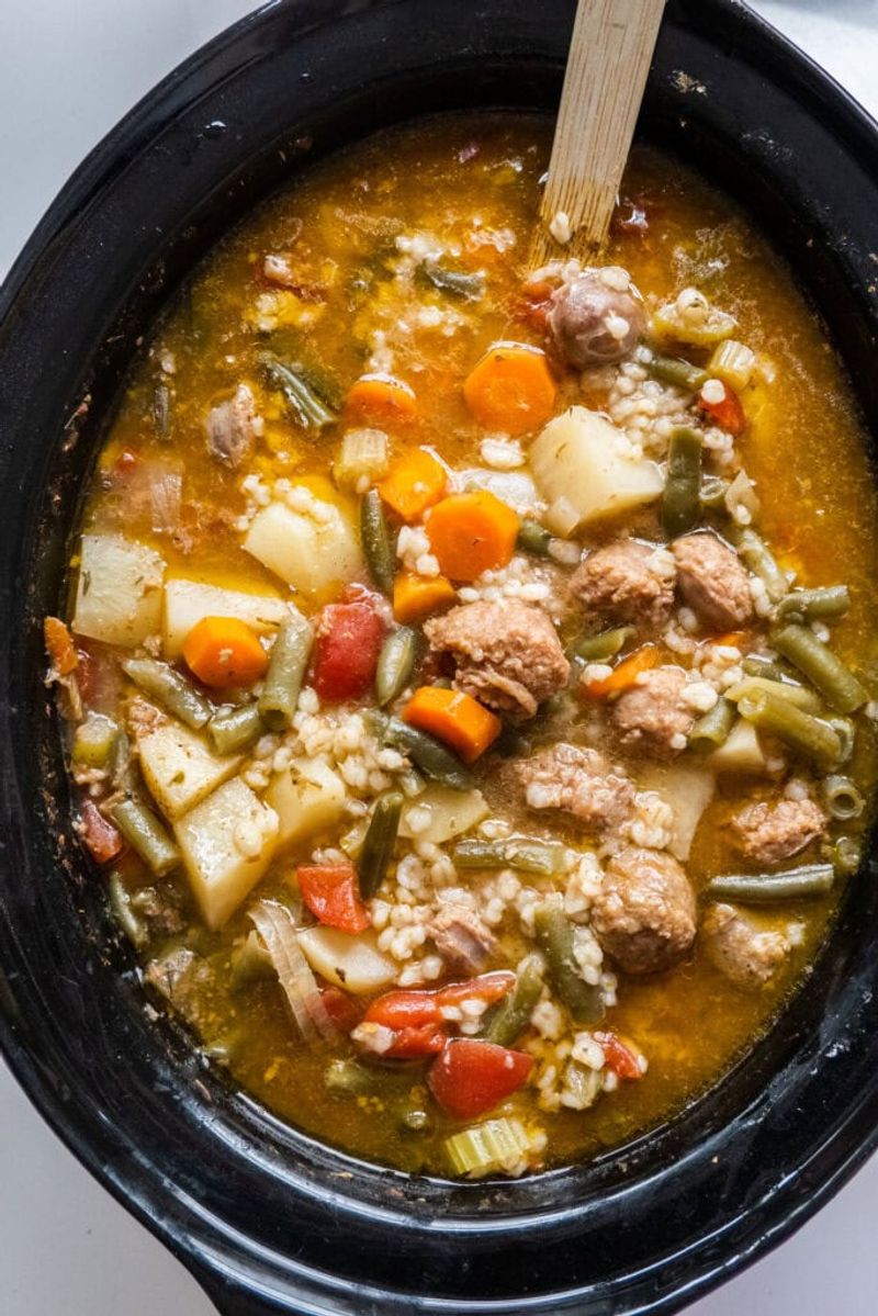 Slow Cooker Barley and Sausage Stew