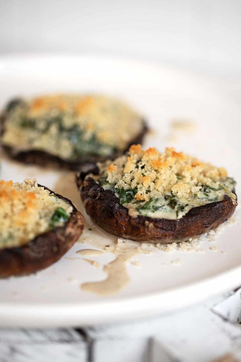 Barley and Spinach Stuffed Mushrooms