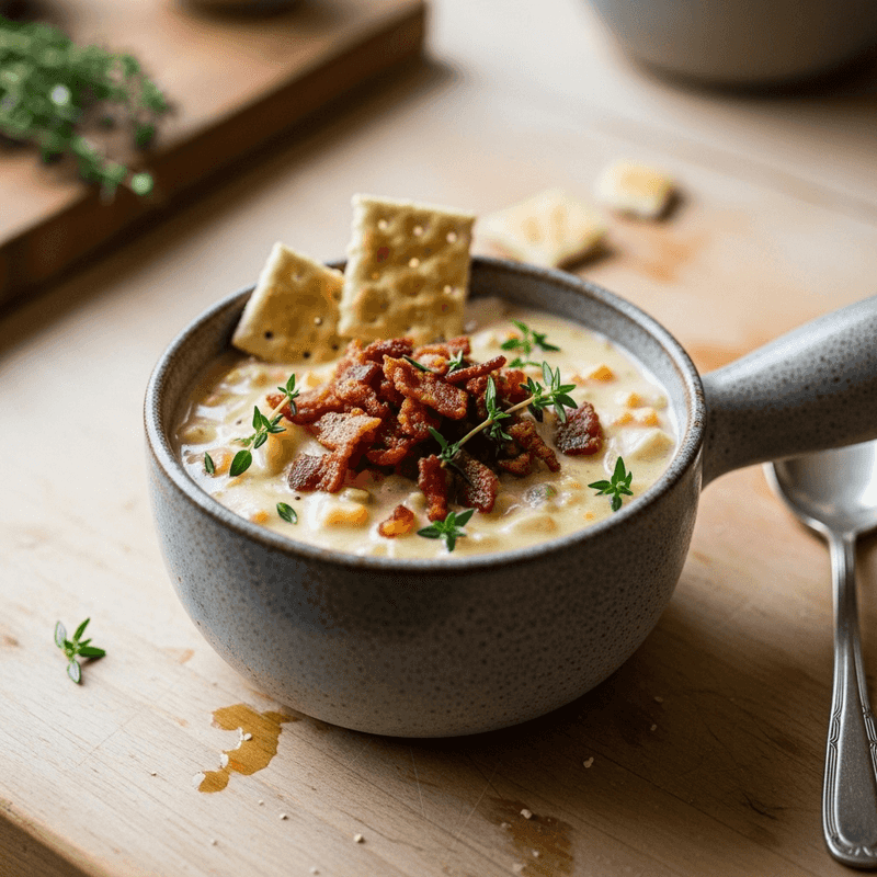 Clam Chowder + Crispy Bacon Bits