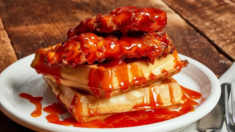Waffles with Sriracha