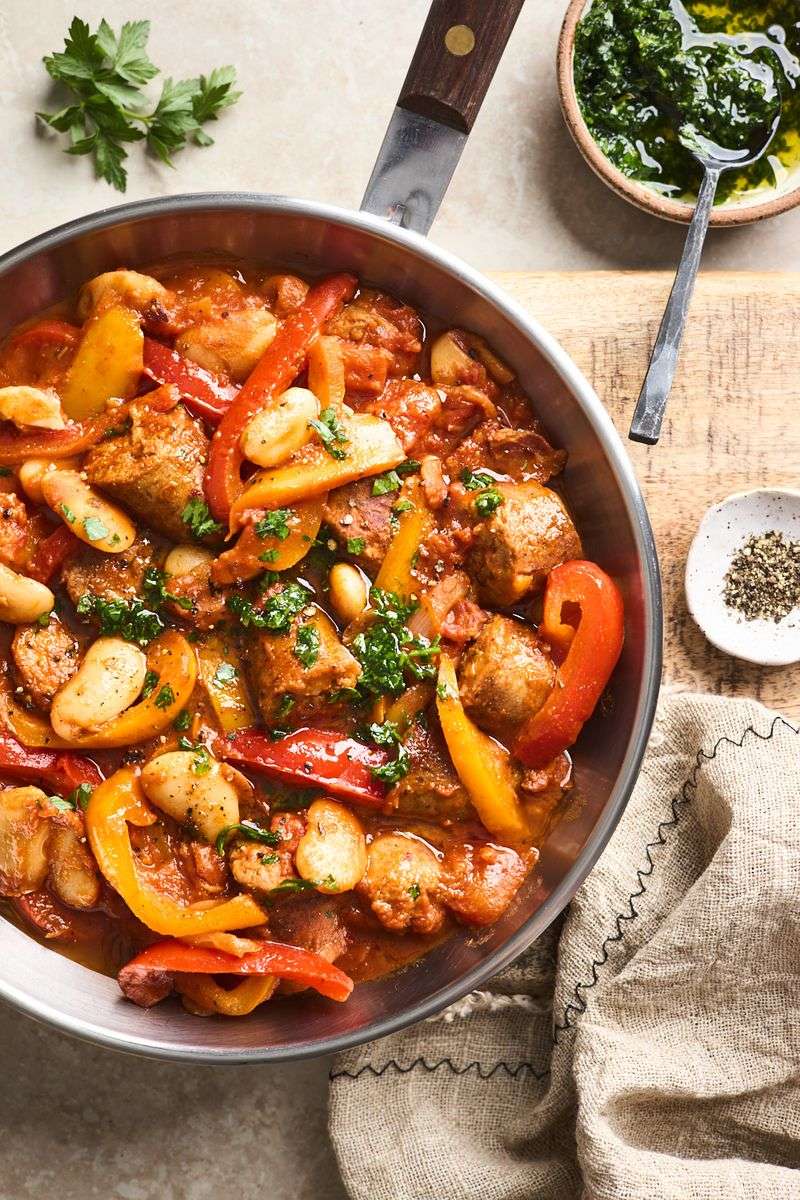 Spicy Sausage and White Bean Ragout