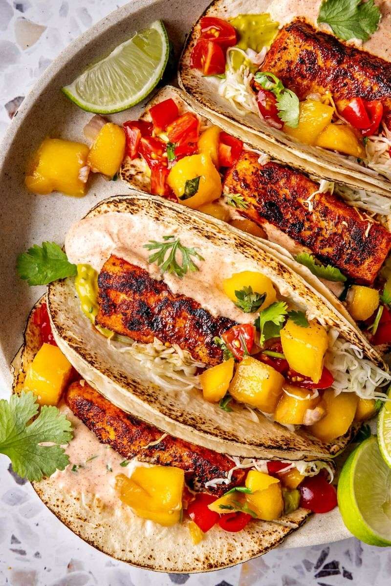Canned Mackerel Tacos with Mango Slaw