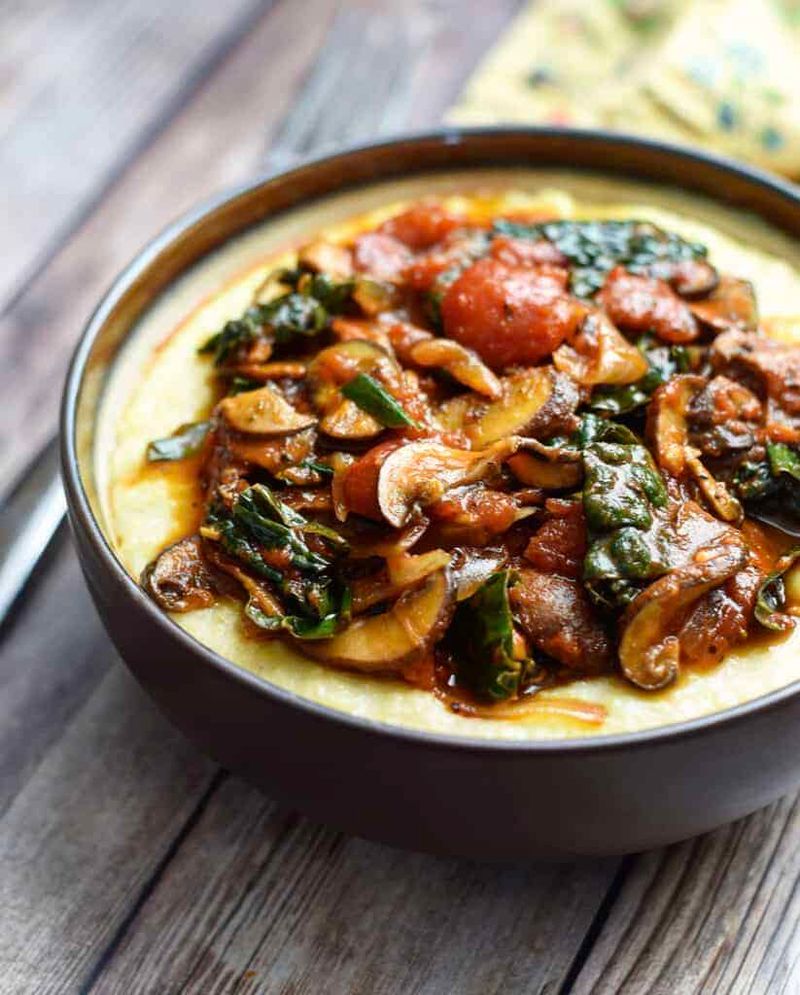 Mushroom Ragout on Soft Polenta