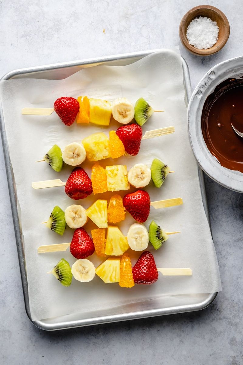 Fruit Skewers with Mint Yogurt Dip