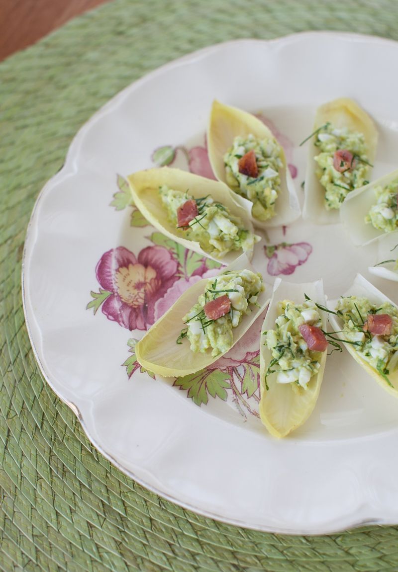 Egg Salad on Endive Leaves