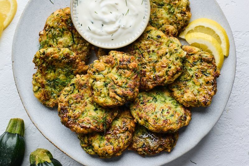 Zucchini Fritters with Tzatziki