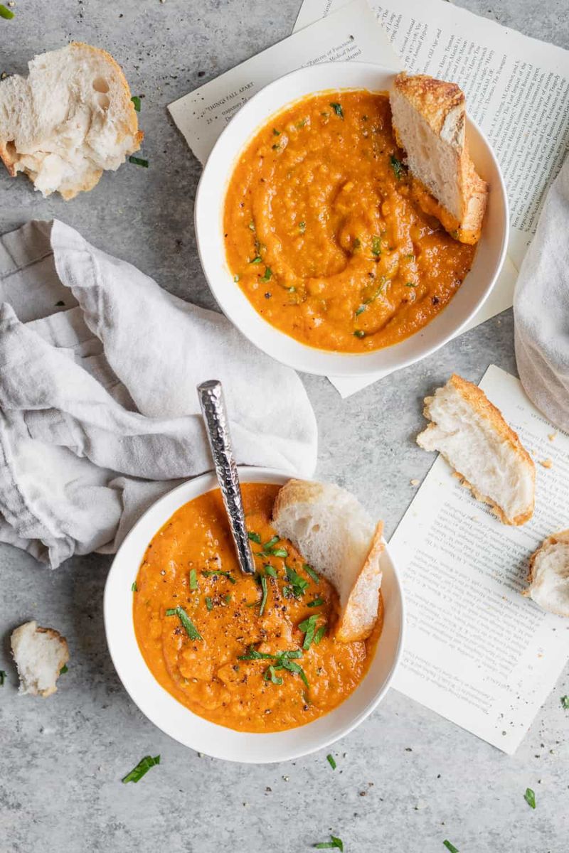 Lentil Soup With Soft Bread Dippers