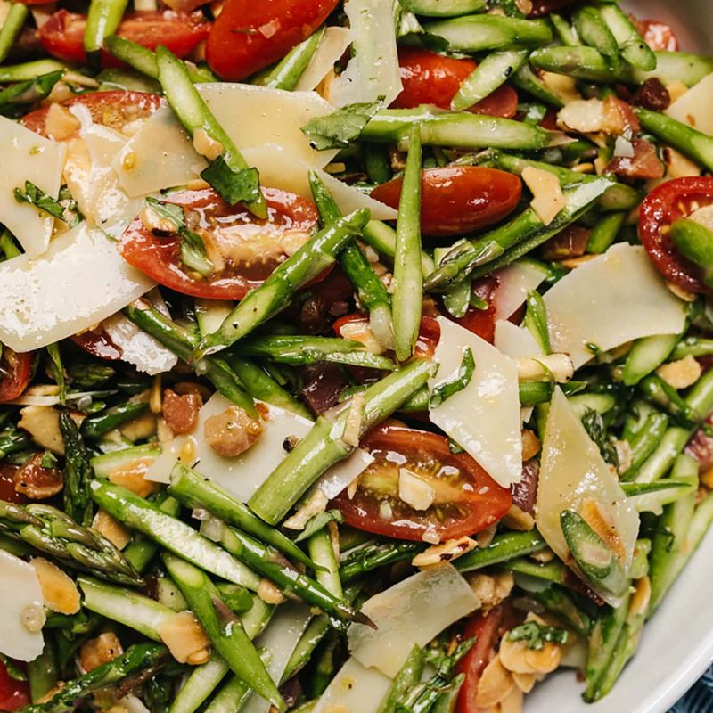 Arugula, Grape Tomatoes, and Thinly Sliced Asparagus