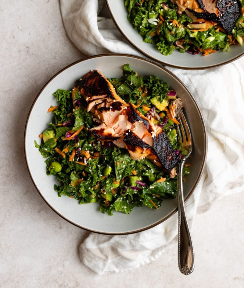 Miso-Glazed Salmon and Kale Salad