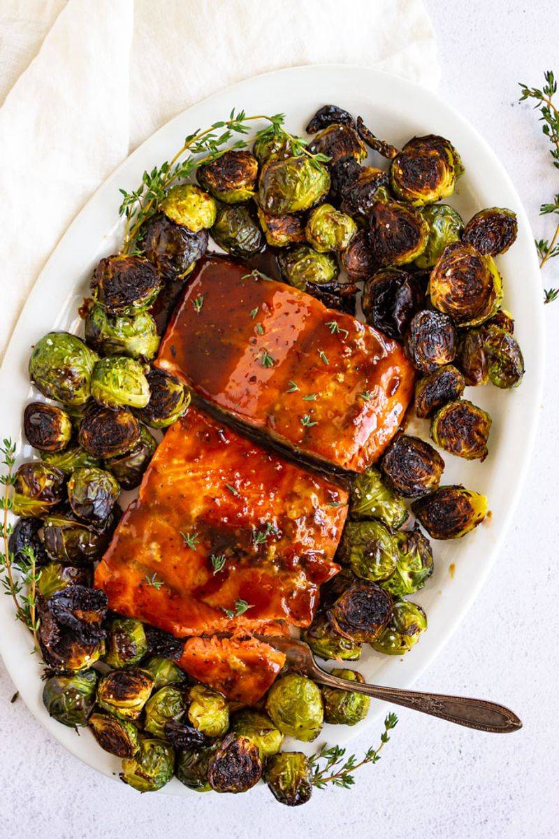 Maple Dijon Salmon with Brussels Sprouts