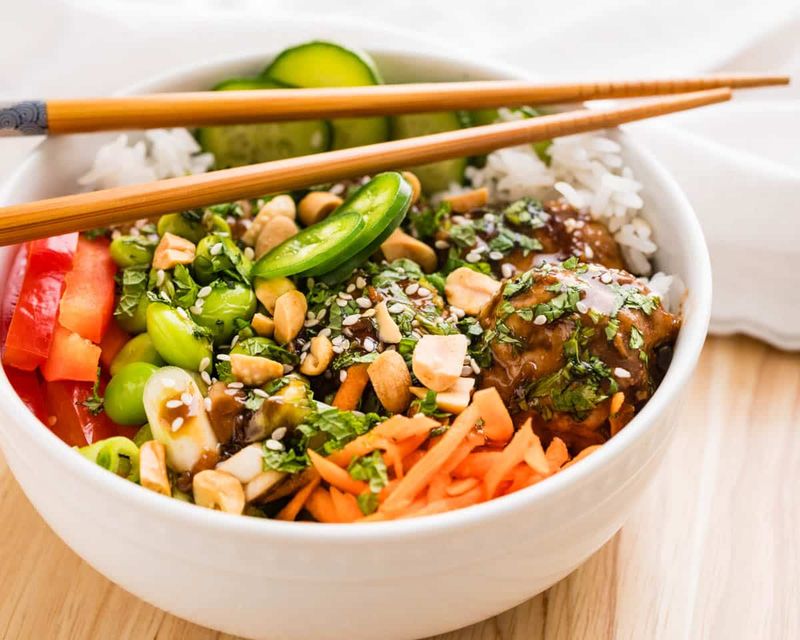 Rice Bowl with Soy Sauce and Veggies