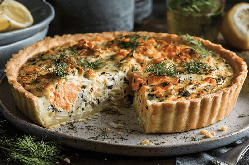 Smoked Salmon and Cream Cheese Quiche