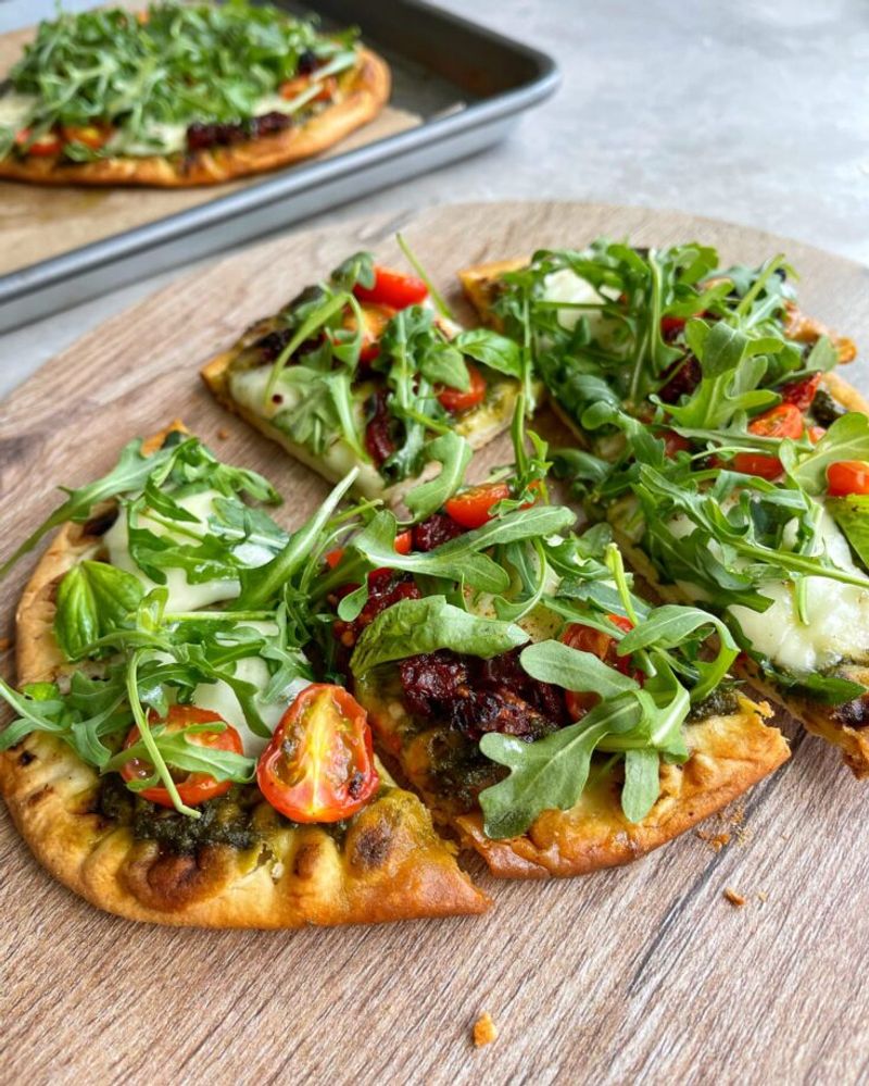 Leftover Roast Chicken and Pesto Flatbread