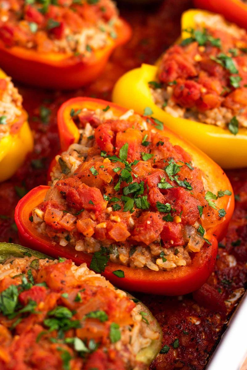 Carrot And Walnut Stuffed Bell Peppers