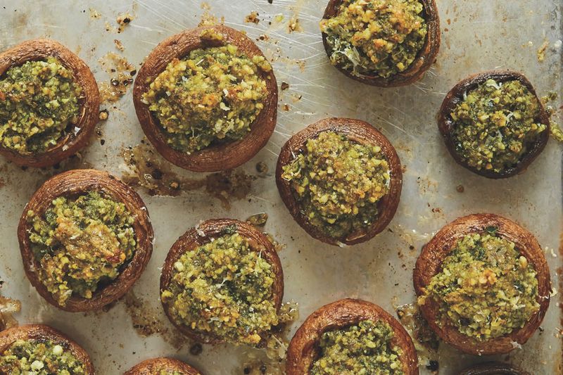 Celery and Walnut Stuffed Mushrooms
