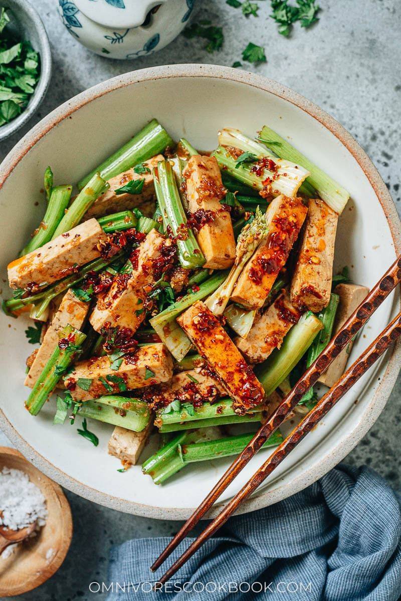Spicy Celery Stir-Fry with Tofu