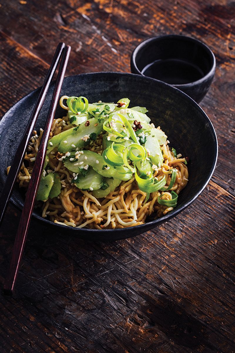 Cold Celery Noodle Salad with Sesame Dressing