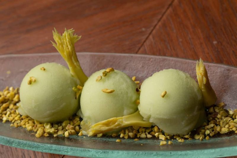Celery Ice Cream with Candied Walnuts