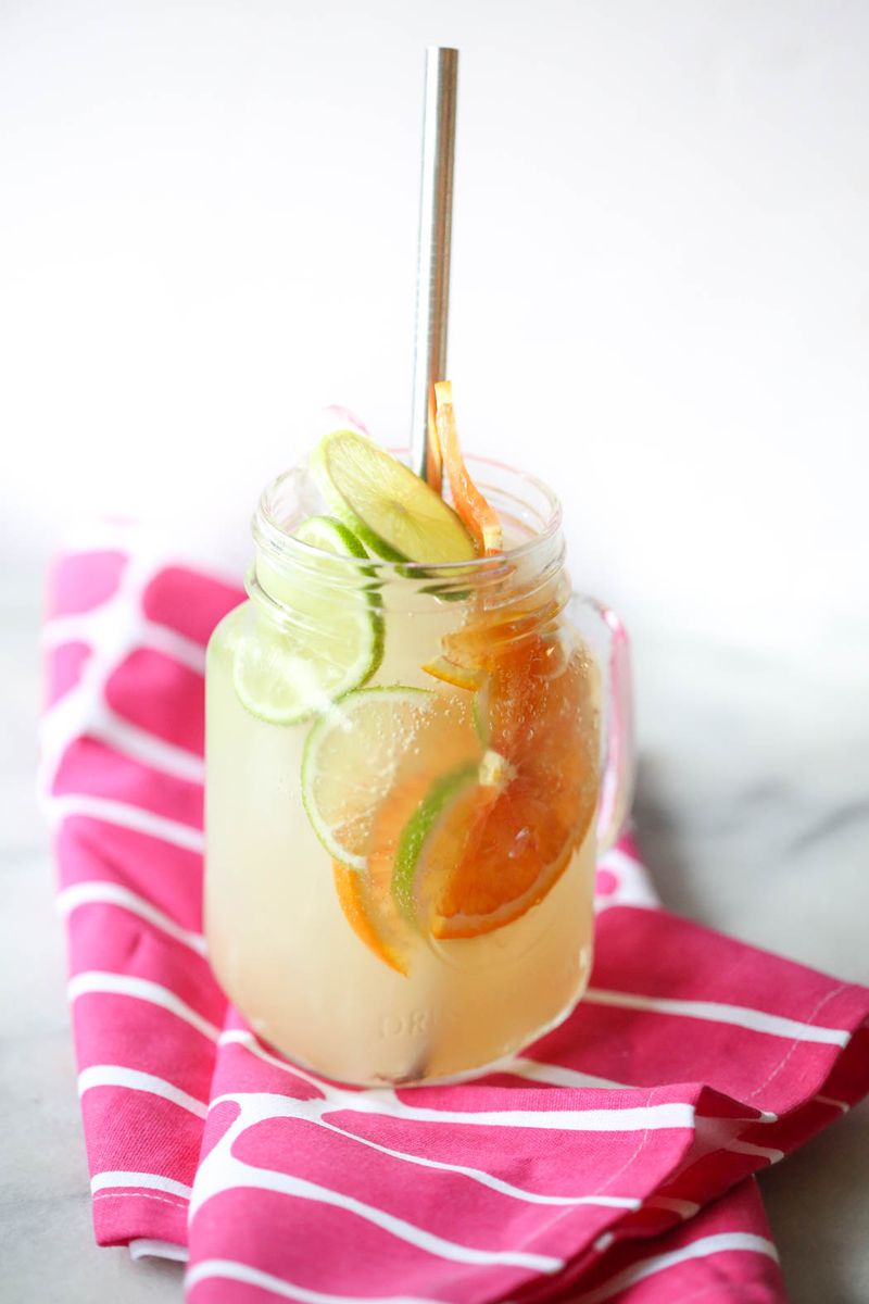 Sparkling Water with a Citrus Snack Plate