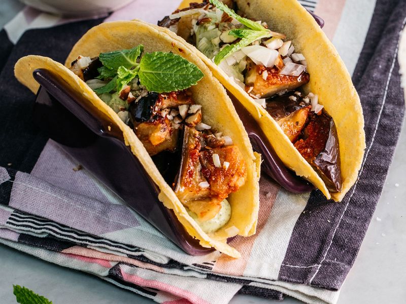 Aubergine Tacos With Chipotle Crema