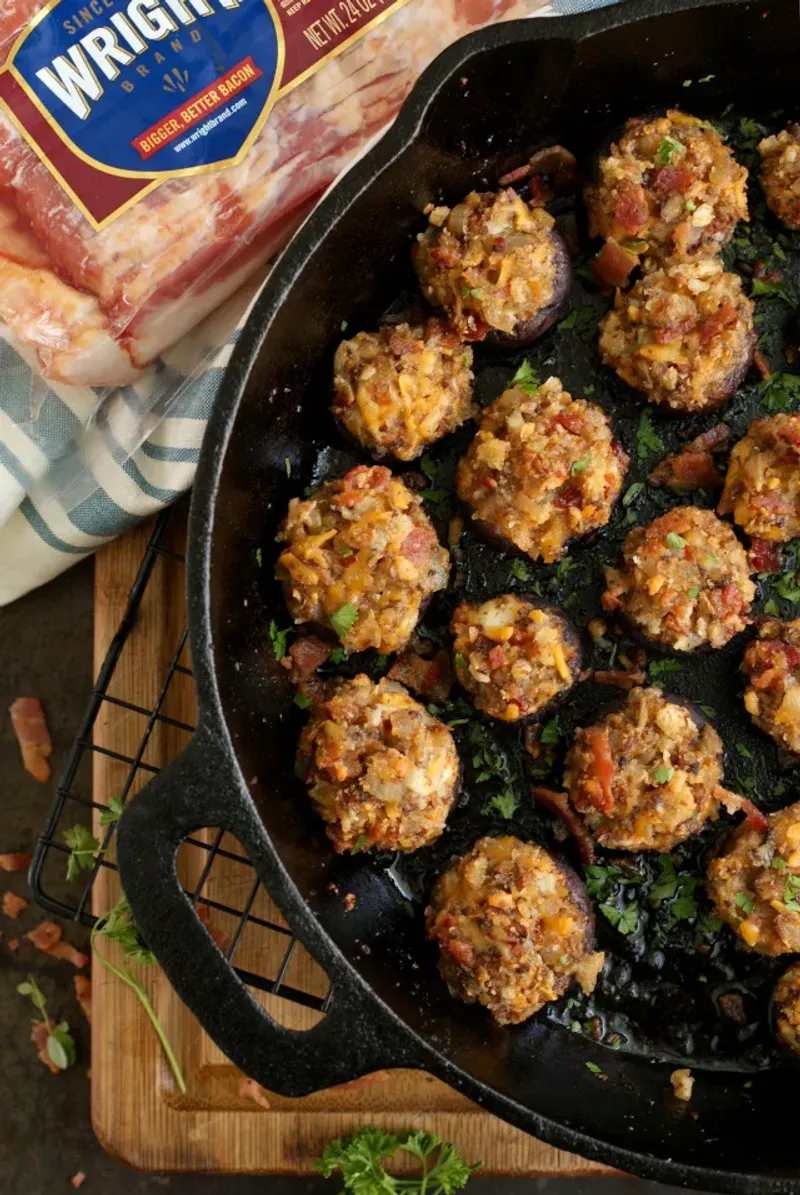 Bacon Cheddar Stuffed Mushrooms
