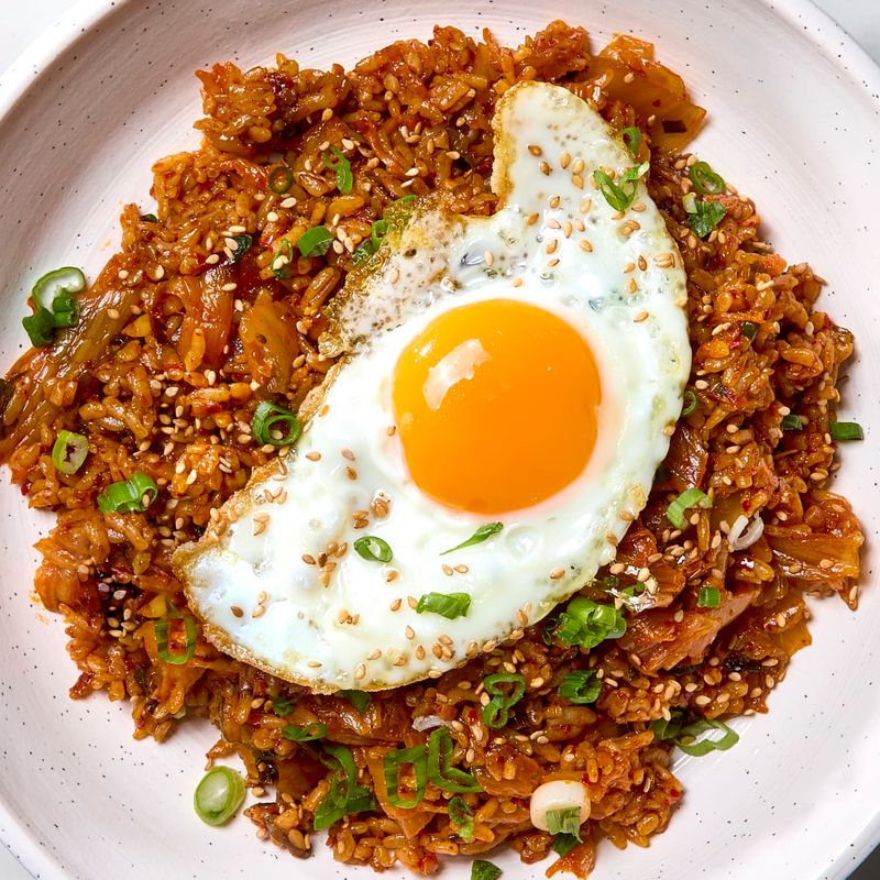 Korean Kimchi Fried Rice with a Sunny-Side Up Egg