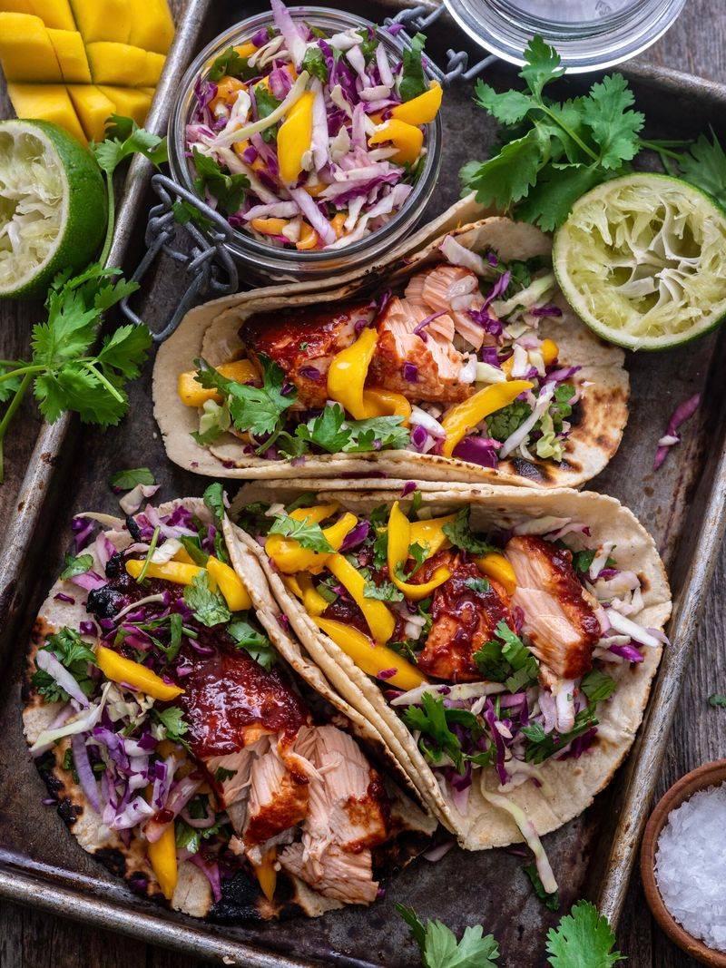 Mango Chicken Wrap with Lime Slaw