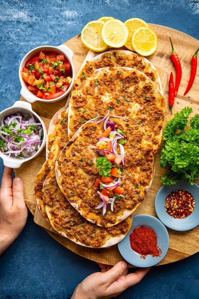 Spicy Chicken Lahmacun Turkish Flatbread