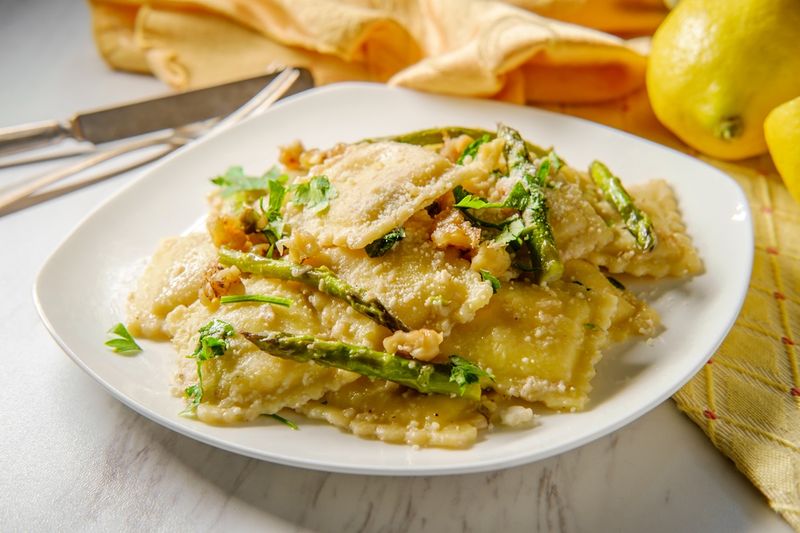 Lemon Ricotta and Asparagus Ravioli