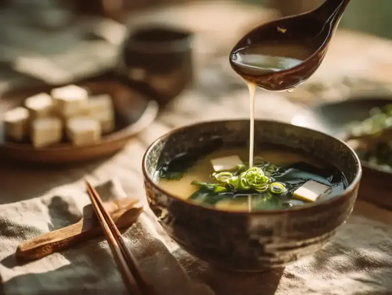 Miso Soup with Tofu and Edamame