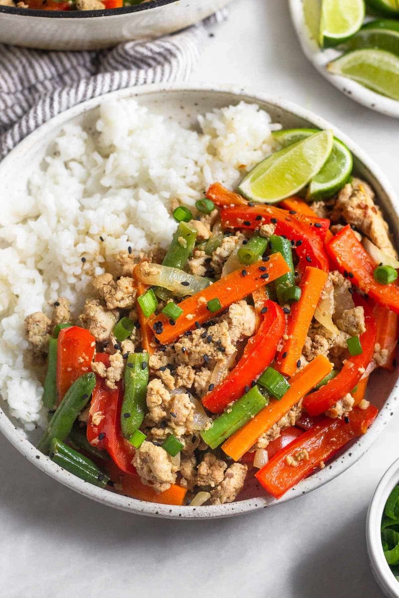 Turkey and Vegetable Stir-Fry with Brown Rice