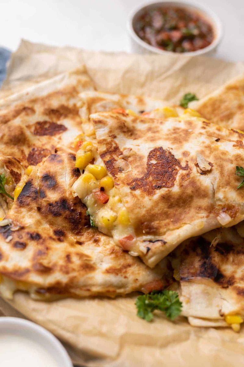 Pepper Quesadillas With Melted Cheese