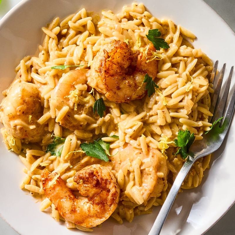 Lemon Garlic Butter Shrimp with Orzo