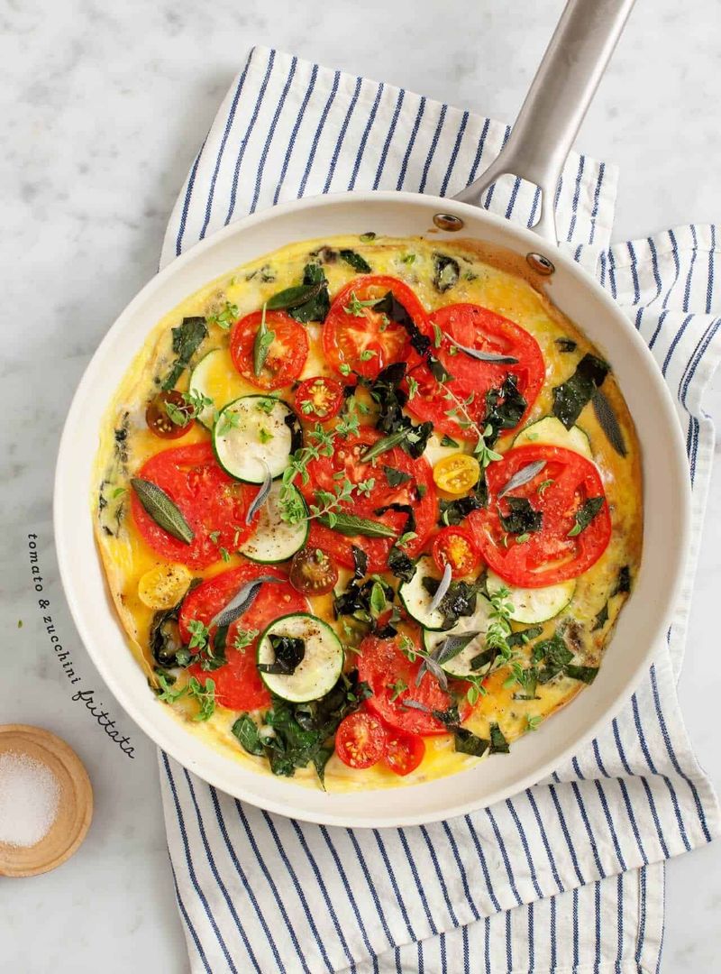 Tomato Basil Frittata with Mixed Greens